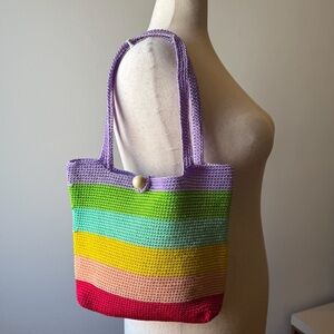 Colorful Striped Crochet Shoulder Bag